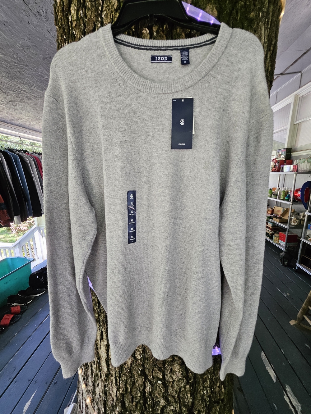 Izod Men's Crewneck Sweater in Light Gray